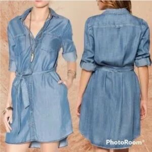 Velvet Heart Blue Buttoned Tie Front Mini Dress Size Small